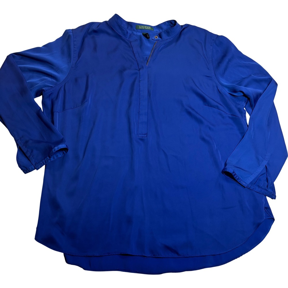 Lauren Ralph Lauren Tunic Women's Royal Blue Excellent Half Zip Blouse 2X